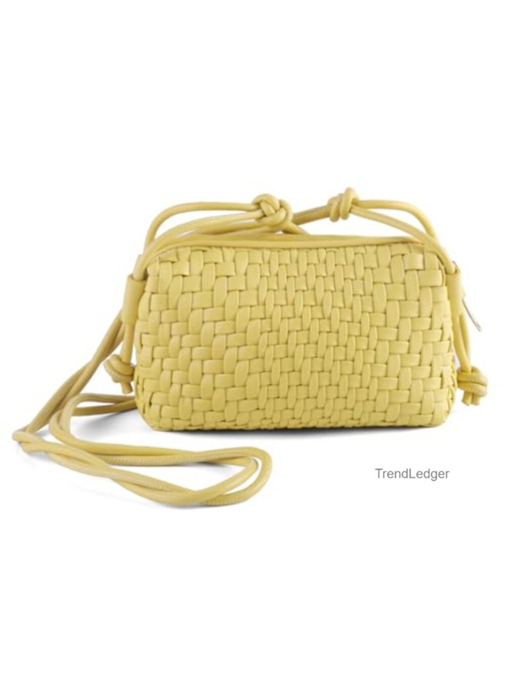 Hand Woven Vegan Leather Crossbody Bag Zip Small Shoulder Sling Phone Purse
